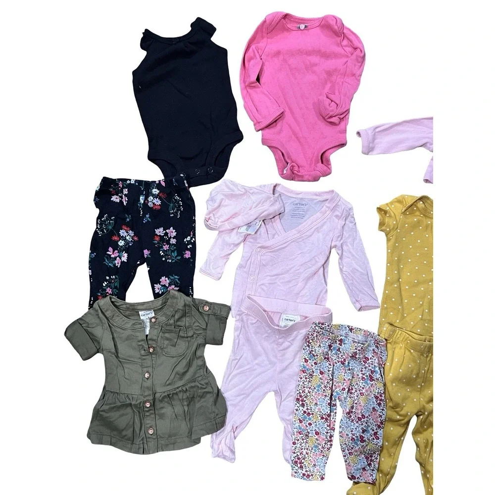 Newborn Baby Girl‎ Clothing Lot Jumpers One Piece Outfits Carters 16 Pieces